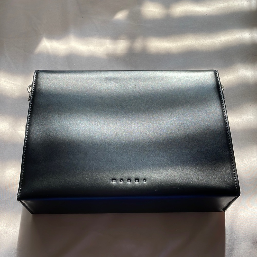 Marni Box-Style Bag with shoulder strap that extends to a shoulder length strap